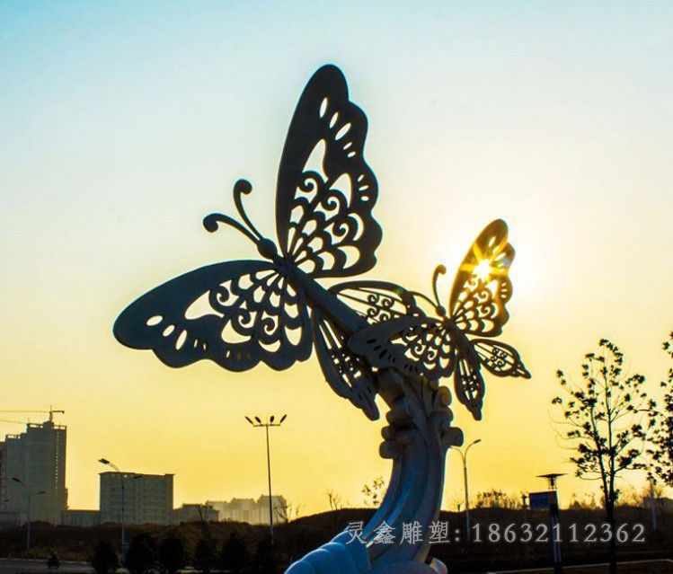 小区不锈钢彩绘蝴蝶雕塑