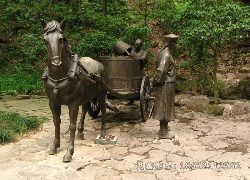 古代马车景观小品铜雕
