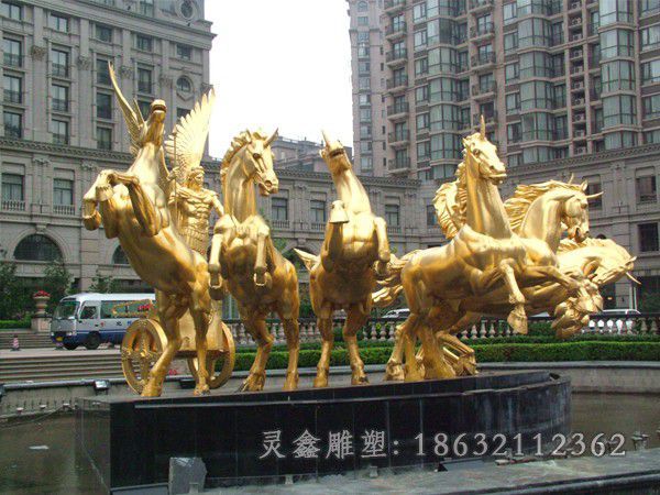 阿波罗战车小品抽象铜雕