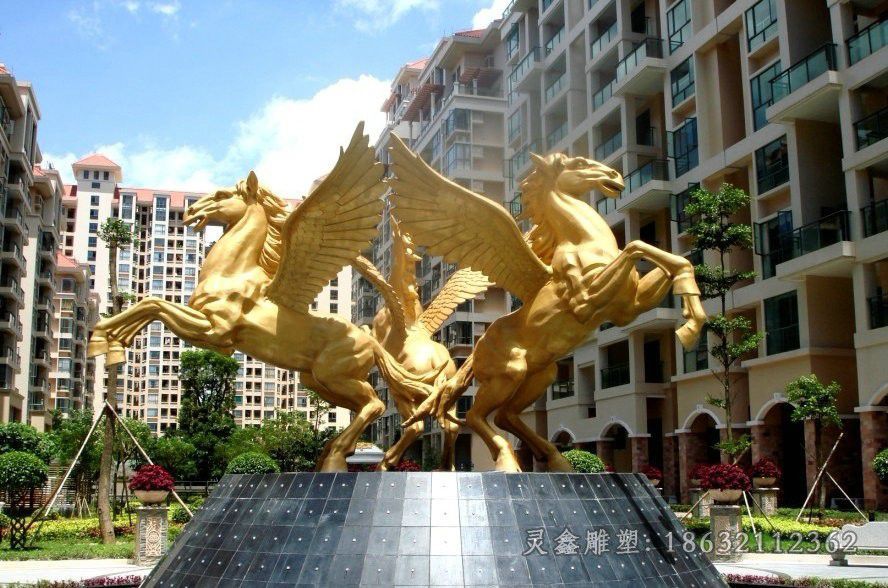 展翅马动物标志铜雕