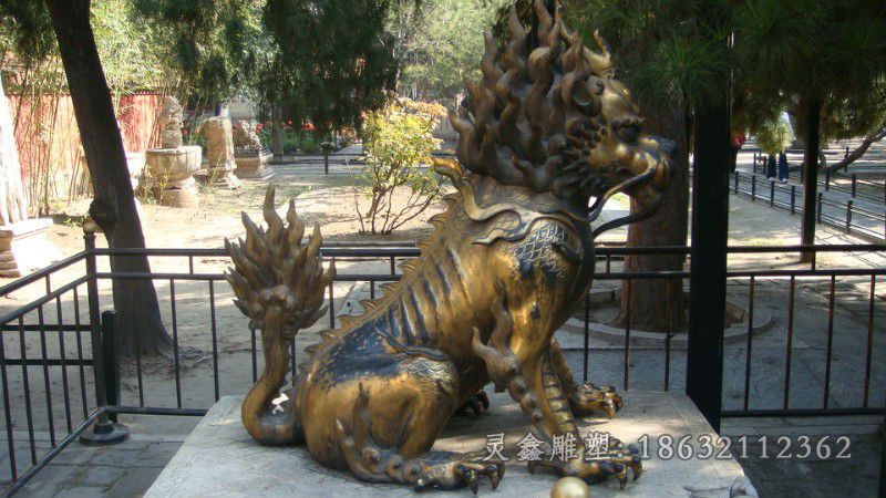 金色麒麟别墅动物铜雕