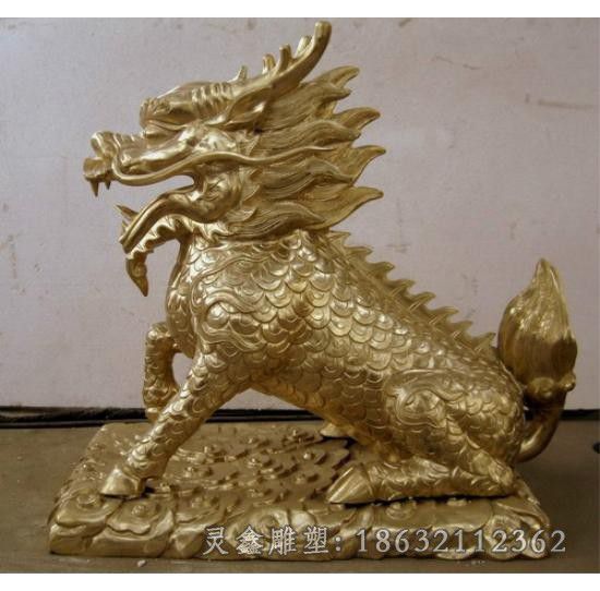 金色麒麟动物景观铜雕