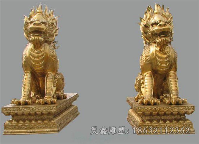 金色麒麟动物抽象铜雕