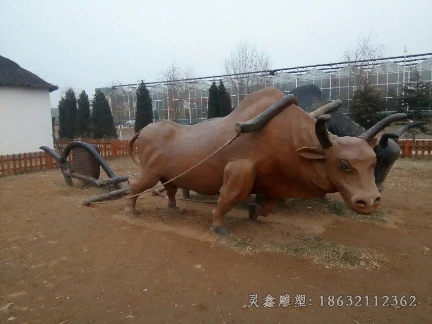 农耕耕地牛广场铜雕