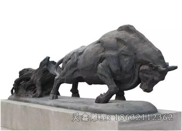 农耕耕地牛小区铜雕