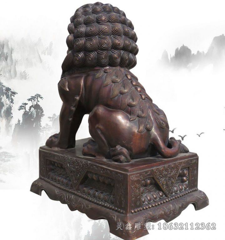 坐姿狮子校园景观铜雕