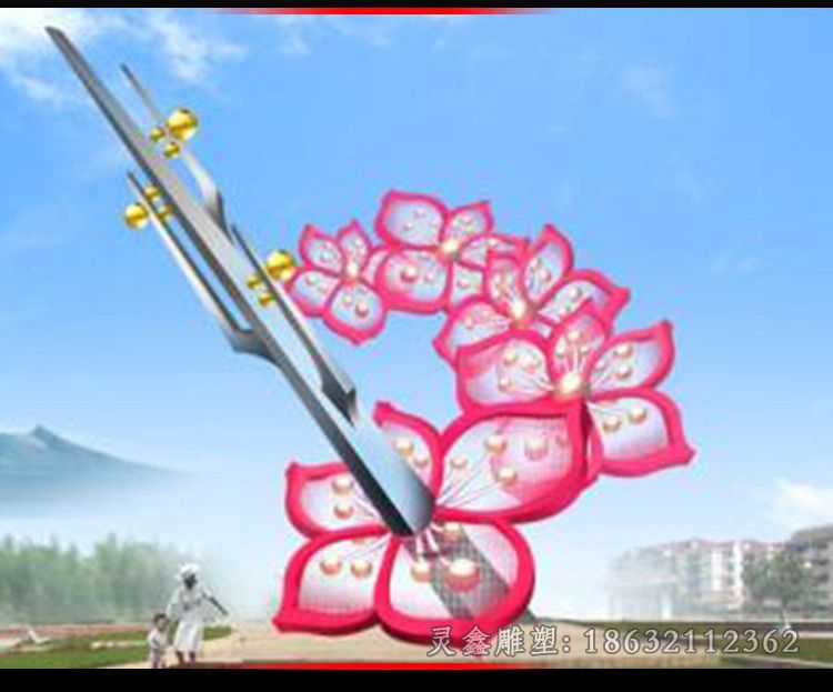 彩绘不锈钢花朵景观雕塑
