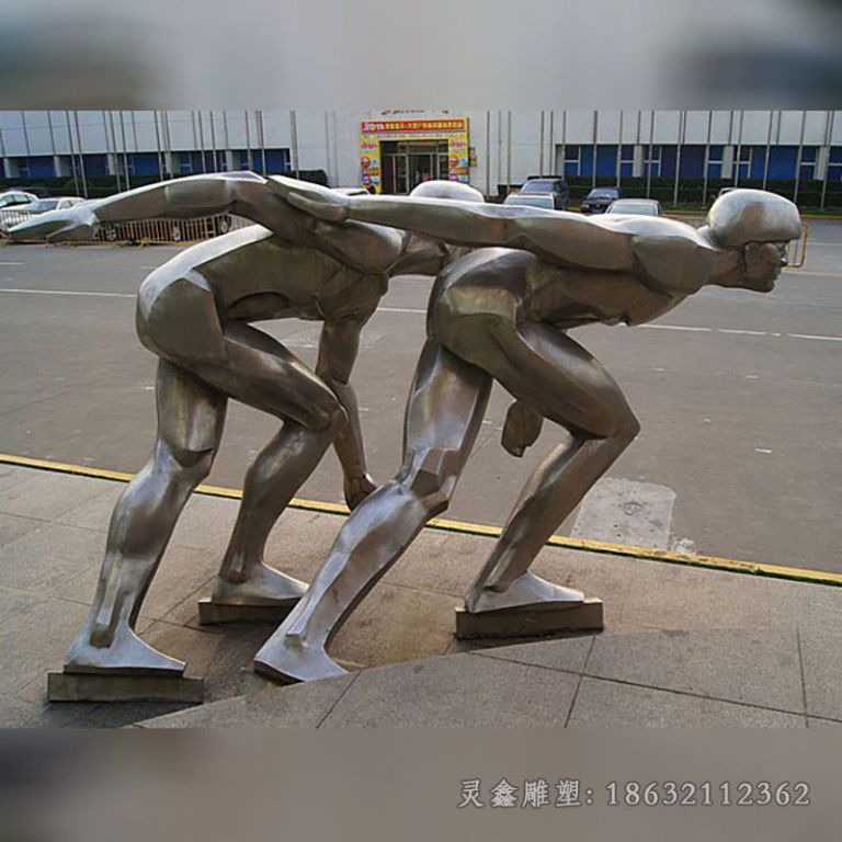 几何不锈钢滑冰标志雕塑