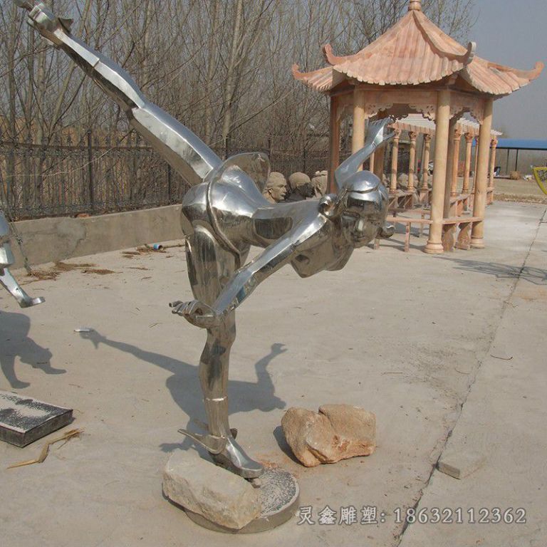 滑冰运动几何不锈钢雕塑