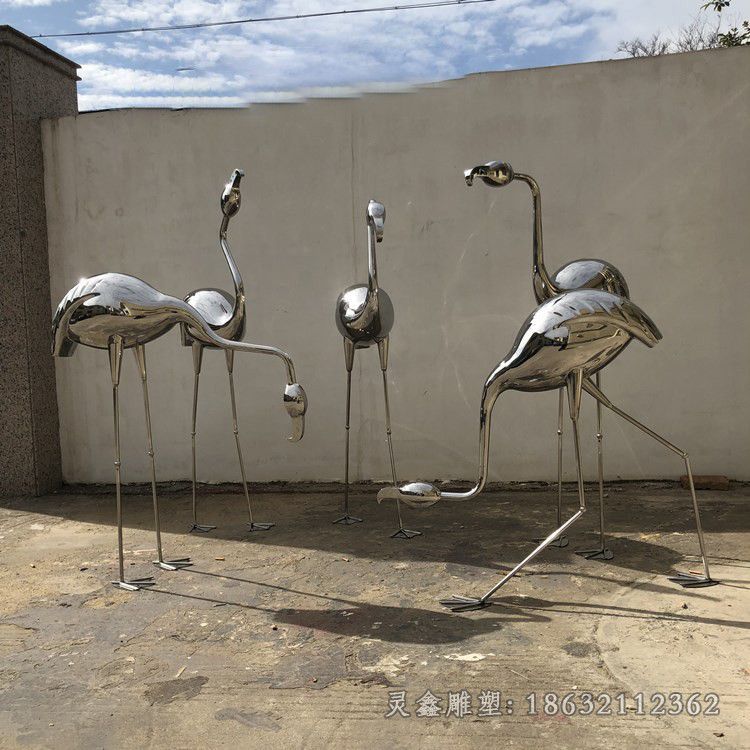 不锈钢火烈鸟小区雕塑