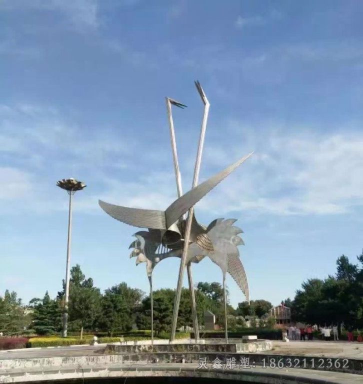 不锈钢火烈鸟庭院雕塑