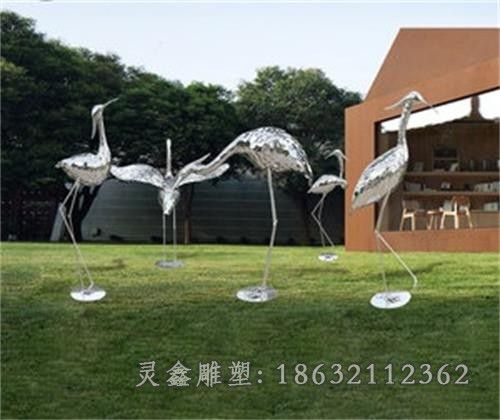 不锈钢火烈鸟别墅雕塑