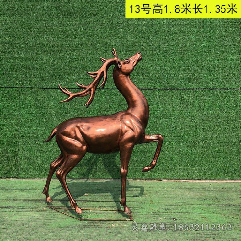 抬脚小鹿动物铜雕